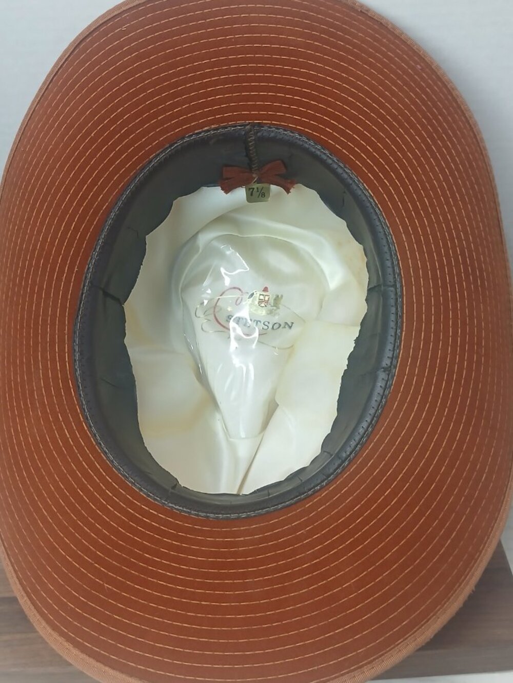 Stetson Rancher Swede Rust Brown 7-1/8 Satin lining 5"Crown Western (H7-1/8) - Picture 6 of 9